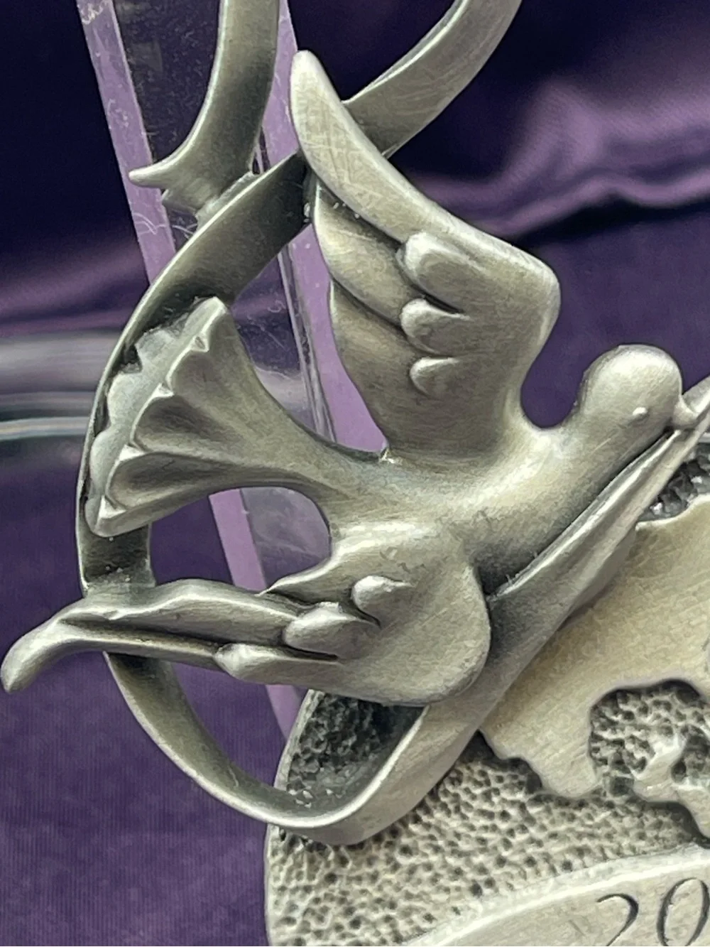 VTG Avon Annual Solid Pewter Ornament: “Year 2000” Peaceful Millennium with Dove